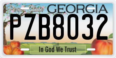 GA license plate PZB8032
