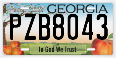 GA license plate PZB8043