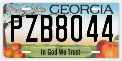 GA license plate PZB8044