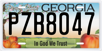 GA license plate PZB8047