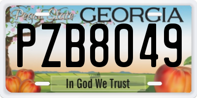GA license plate PZB8049
