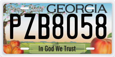 GA license plate PZB8058