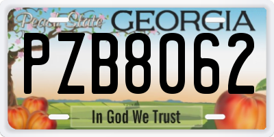 GA license plate PZB8062
