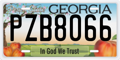 GA license plate PZB8066