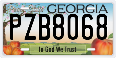 GA license plate PZB8068