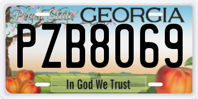 GA license plate PZB8069