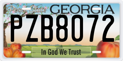 GA license plate PZB8072