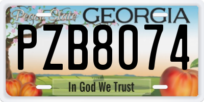 GA license plate PZB8074