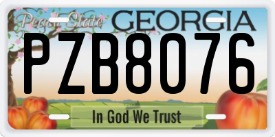 GA license plate PZB8076