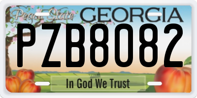 GA license plate PZB8082