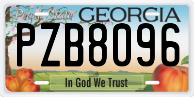 GA license plate PZB8096