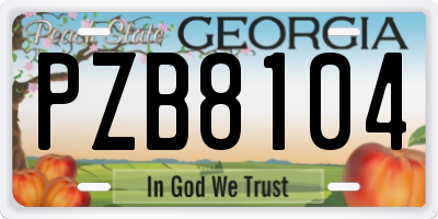 GA license plate PZB8104