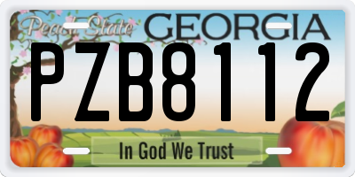 GA license plate PZB8112