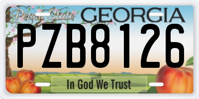 GA license plate PZB8126