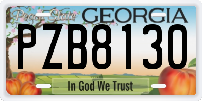 GA license plate PZB8130