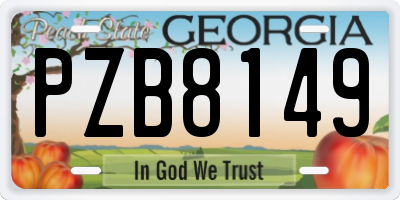 GA license plate PZB8149