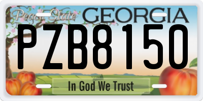 GA license plate PZB8150