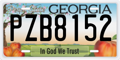 GA license plate PZB8152