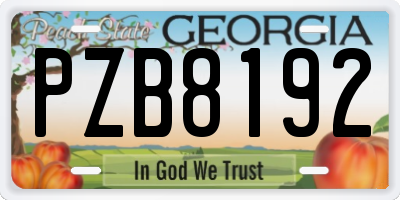 GA license plate PZB8192