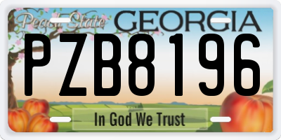 GA license plate PZB8196