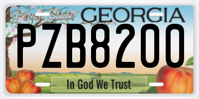 GA license plate PZB8200