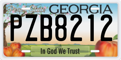 GA license plate PZB8212