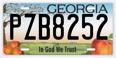 GA license plate PZB8252