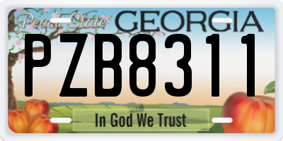 GA license plate PZB8311