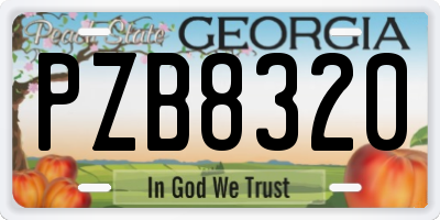 GA license plate PZB8320
