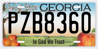 GA license plate PZB8360