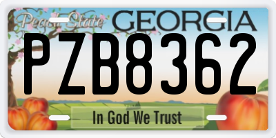 GA license plate PZB8362