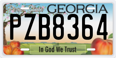 GA license plate PZB8364