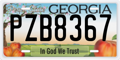 GA license plate PZB8367