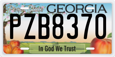 GA license plate PZB8370