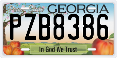 GA license plate PZB8386