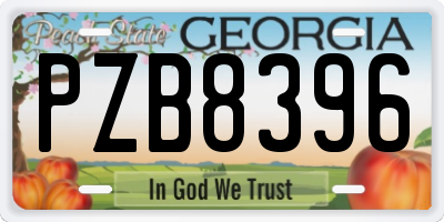 GA license plate PZB8396