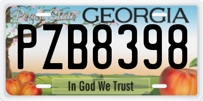 GA license plate PZB8398