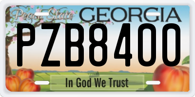 GA license plate PZB8400