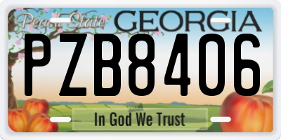 GA license plate PZB8406