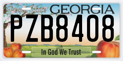 GA license plate PZB8408
