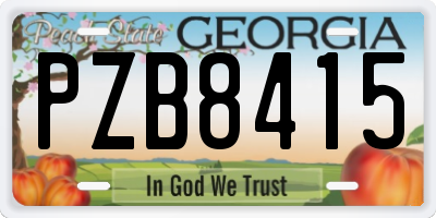 GA license plate PZB8415