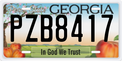 GA license plate PZB8417