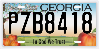 GA license plate PZB8418