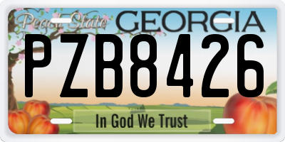 GA license plate PZB8426