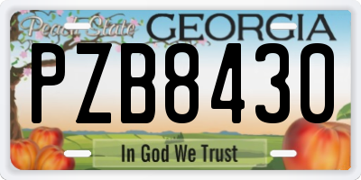GA license plate PZB8430