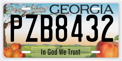 GA license plate PZB8432