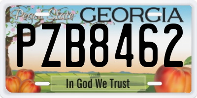 GA license plate PZB8462