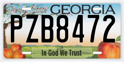 GA license plate PZB8472