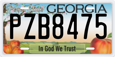GA license plate PZB8475