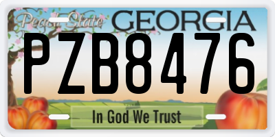 GA license plate PZB8476